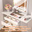 Ensemble de meuble-lavabo compact pour petites chambres - Meuble-lavabo compact avec tabouret, tiroirs organisés et tables d'appoint pliables
