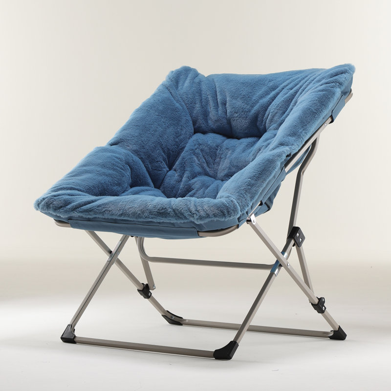 Chaise pliante empilable rembourrée en similicuir R Peace, Bleu / argent