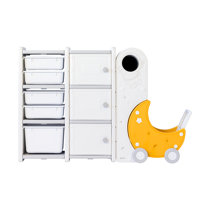 3-Tier Astronaut Kids Toy Organizer Cart Large Stackable Storage