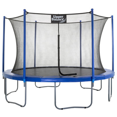 UpperBounce 12' Large Trampoline and Enclosure Set, Garden Outdoor Trampoline with Safety Net, Mat, Pad