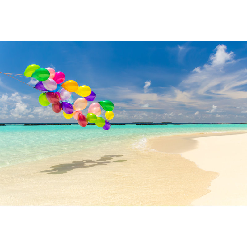 Colourful Balloons Flying - Wrapped Canvas Print, 61cm H x 91cm W