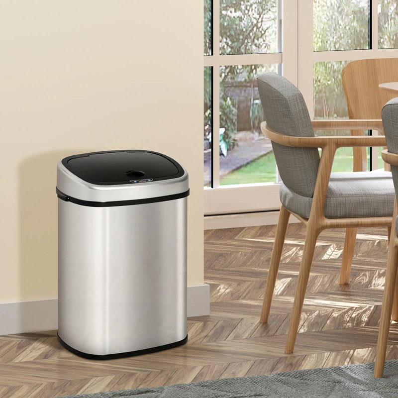 Stainless Steel Sensor Kitchen Trash Can, 68cm H x 40.9cm W x 28.9cm D, 58, Dark Silver/Black
