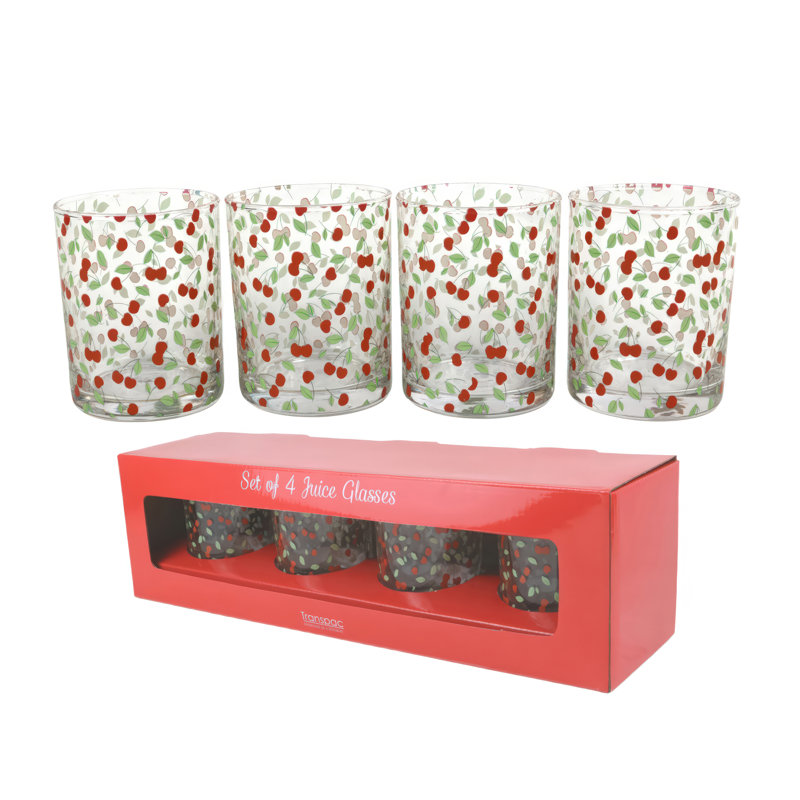 Cherry Drinking Glasses Set of 4
