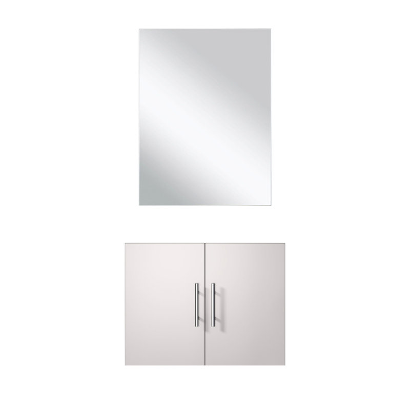 Meuble-lavabo blanc l 24 po x P 22 po avec miroir de 18 po - rangement spacieux, entièrement assemblé, installation facile avec miroir de 24 po x 22 po