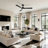 52inch Ceiling Fan with Light & Remote, High-Airflow 6-Speed Timer Dimmable LED Light Kit, Silent DC Motor Modern Matte Black Ceiling Fan with 5"&10" Downrods for Living Room Bedroom-1083487750-1083487749