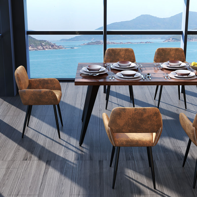 Cortinas Adison Dining Table Set 63" Rectangular Dining Table with Open Back Upholstered Chairs for Dining Room Comfort and Style