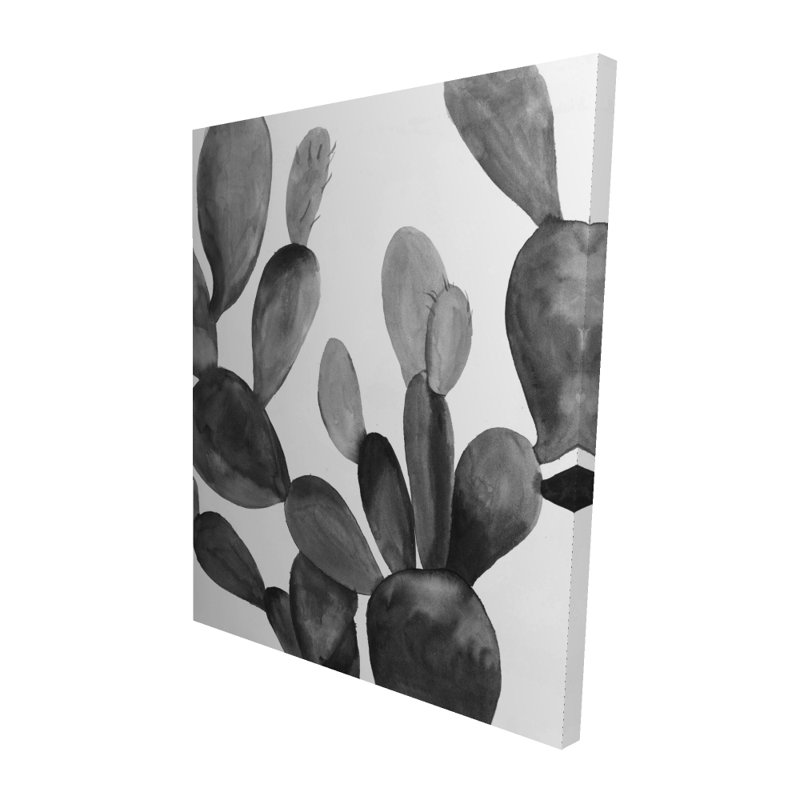 Cactus en niveaux de gris - Toile exotique pour la maison | Art unique, H 60 po x l 48 po