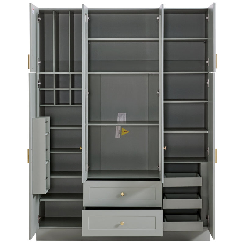 Grand garde-manger moderne avec 6 portes, Vert
