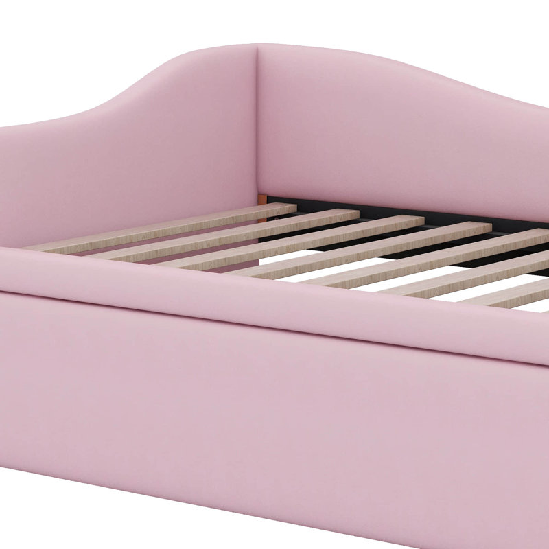 Twin Size Daybed With Pop Up Trundle, Linen Upholstered Day Bed Frame With Wood Slats,Extendable Trundle Bed,Twin To King Design