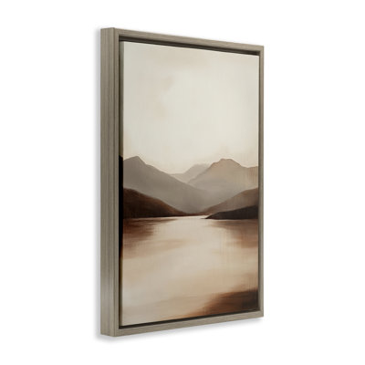Cadre flottant Calming Mountains Brown Landscape, par Petal Prints Design