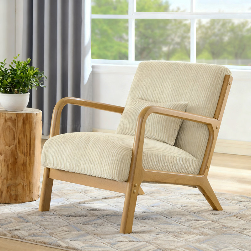 Chaise longue en bois, Naturel, Beige