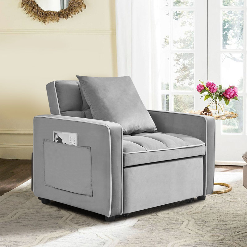Villy Velvet Armchair, Gray Velvet