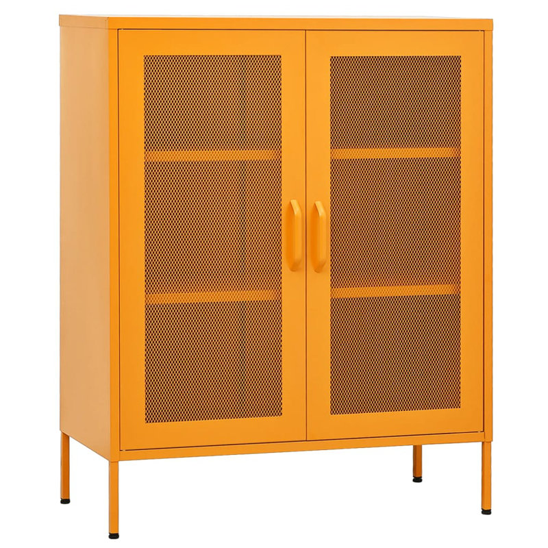Storage Cabinet Sideboard Filing Cabinet with Shelves for Hallway Steel, Mustard Yellow