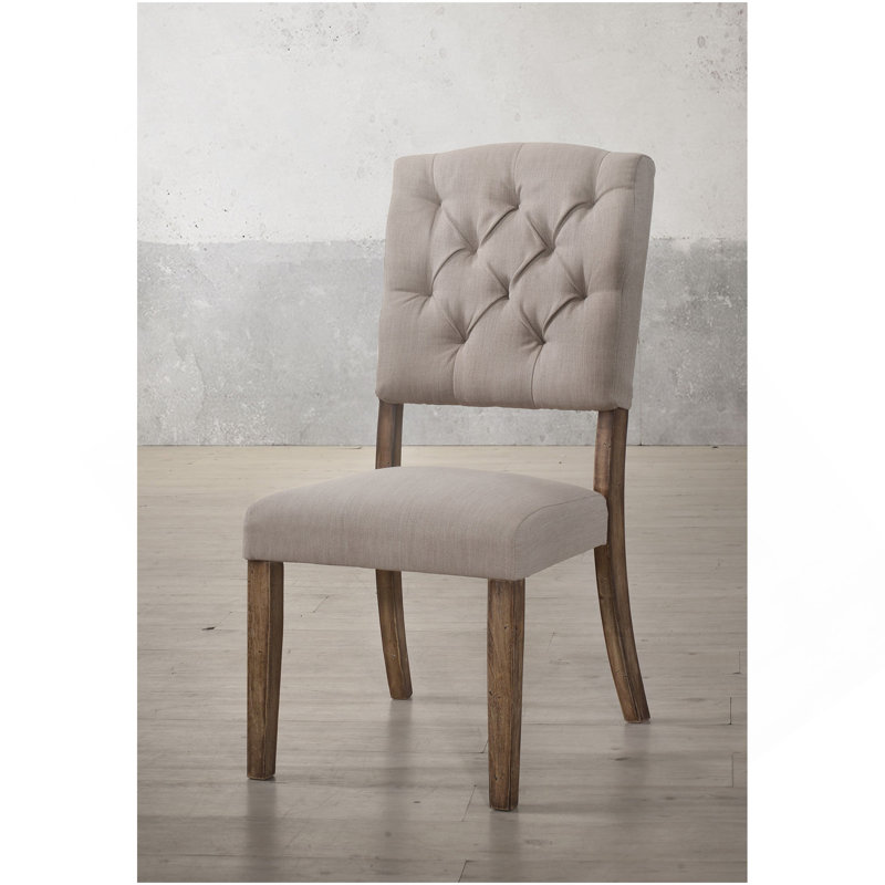 Ensemble de 2 chaises d'appoint en lin beige et chêne vieilli Bernard