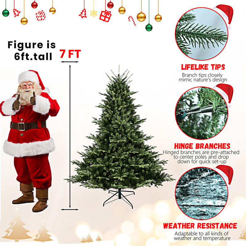 Arbre de Noël pleine forme avec support en métal, No, H 7,5 pi