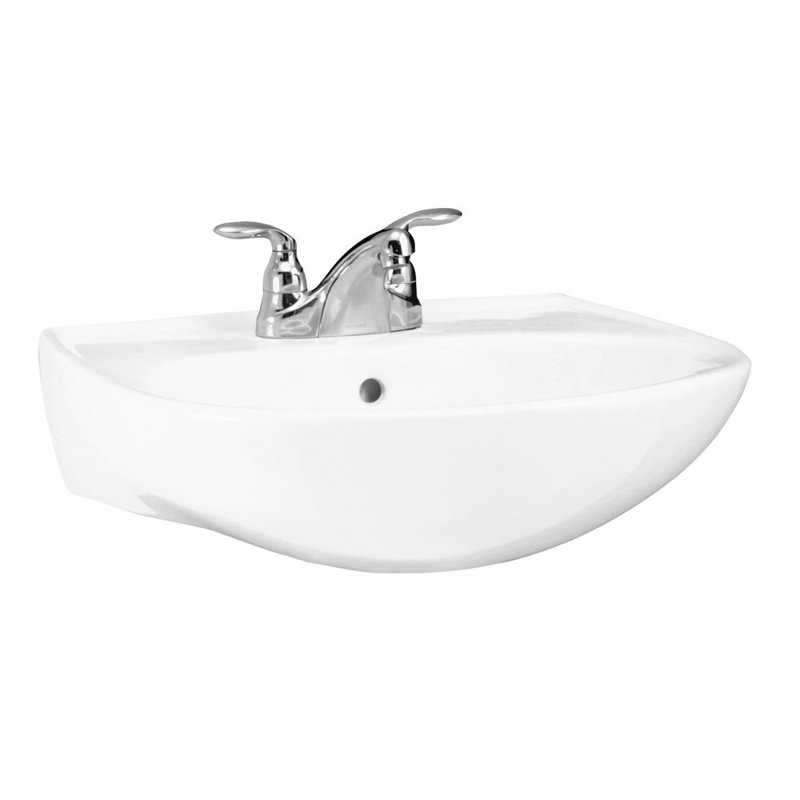 Sacramento Ceramic U-Shaped Pedestal Bathroom Sink with Overflow, White, 34" H x 18.25" W x 21.25" L, 4" Centers