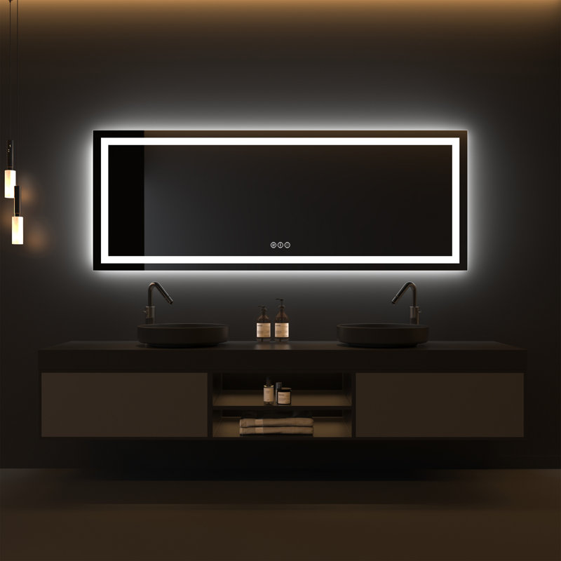 Large 32" x 84" LED Bathroom Mirror/Vanity Mirror with Defogger and Dimmable Functionality