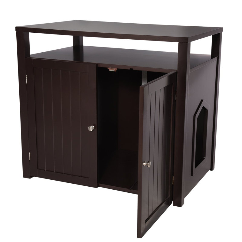 Enceinte de bac à litière en bois, Brun
