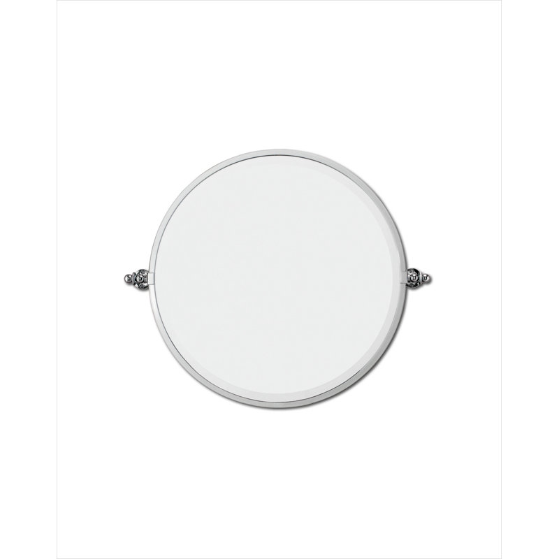 First Class Flat Metal Beveled Wall Mirror, Polished Nickel