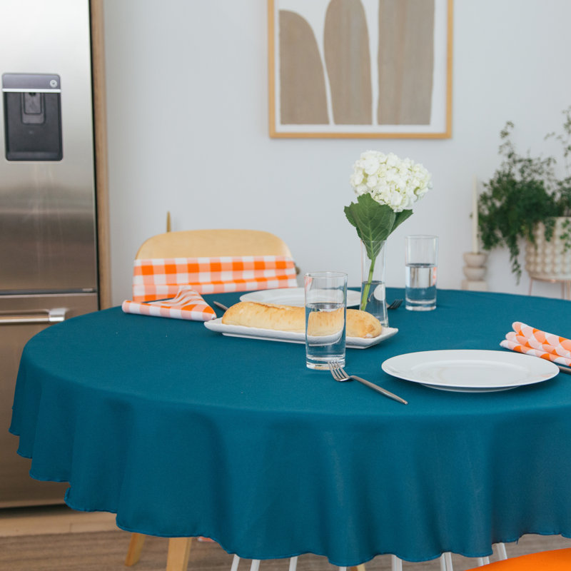 Nappe unie de couleur unie - Basics by Wayfair ™, Noir sarcelle, Rond de 58 po