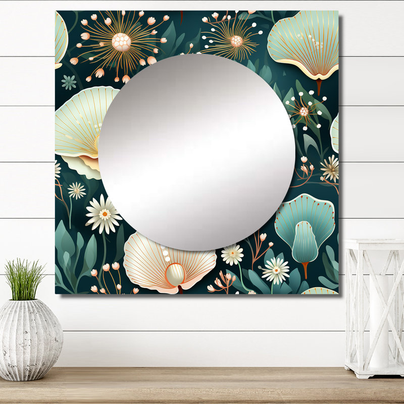 Miroir carré en aluminium Coastal Seashells, 23 po x 23 po