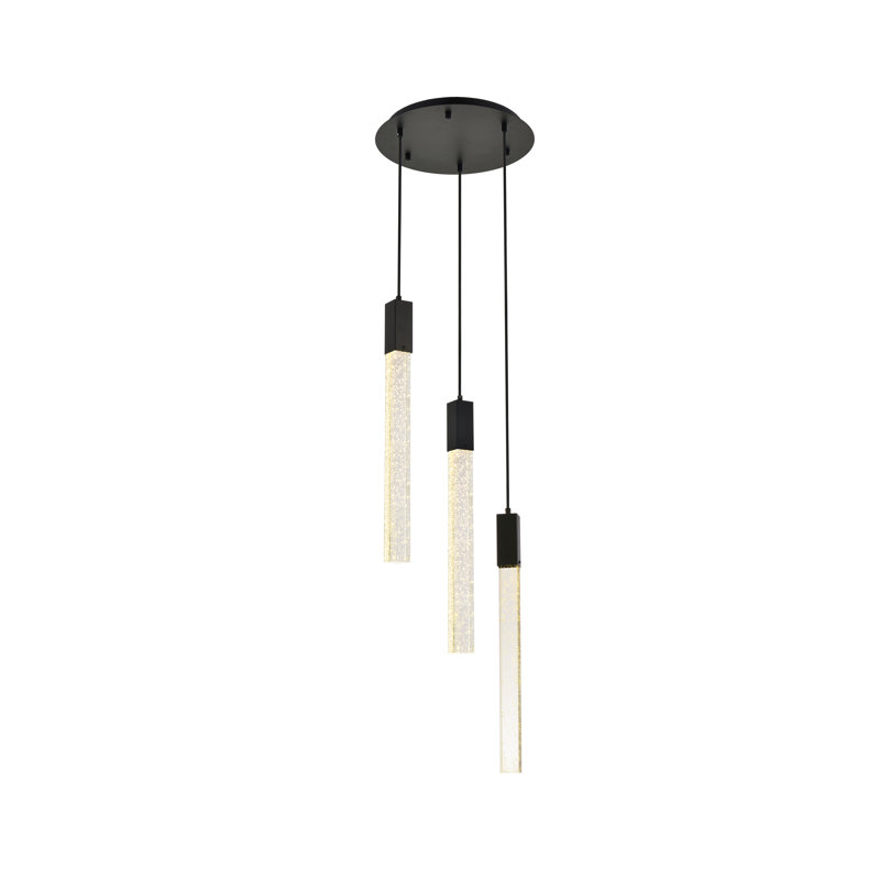 Luminaire suspendu rectangulaire à 3 lumières Aliha, Noir