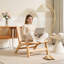 Chaise d'appoint en rotin avec structure en bois d'hévéa pour chambre à coucher, naturel