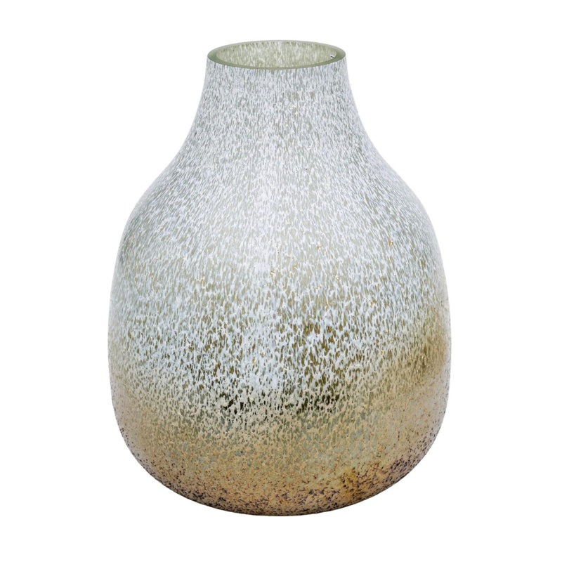 Verre Round Frosted Glass Vase, Gold Frosted