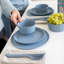 Koziol Small Plate Set of 4, bio -circular plastic, nature flower blue, 20.5cm