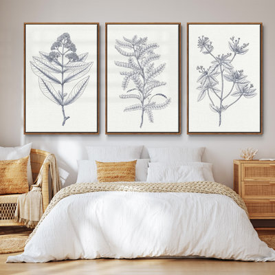 " Floral Pattern Sketch I " 3 - Pieces