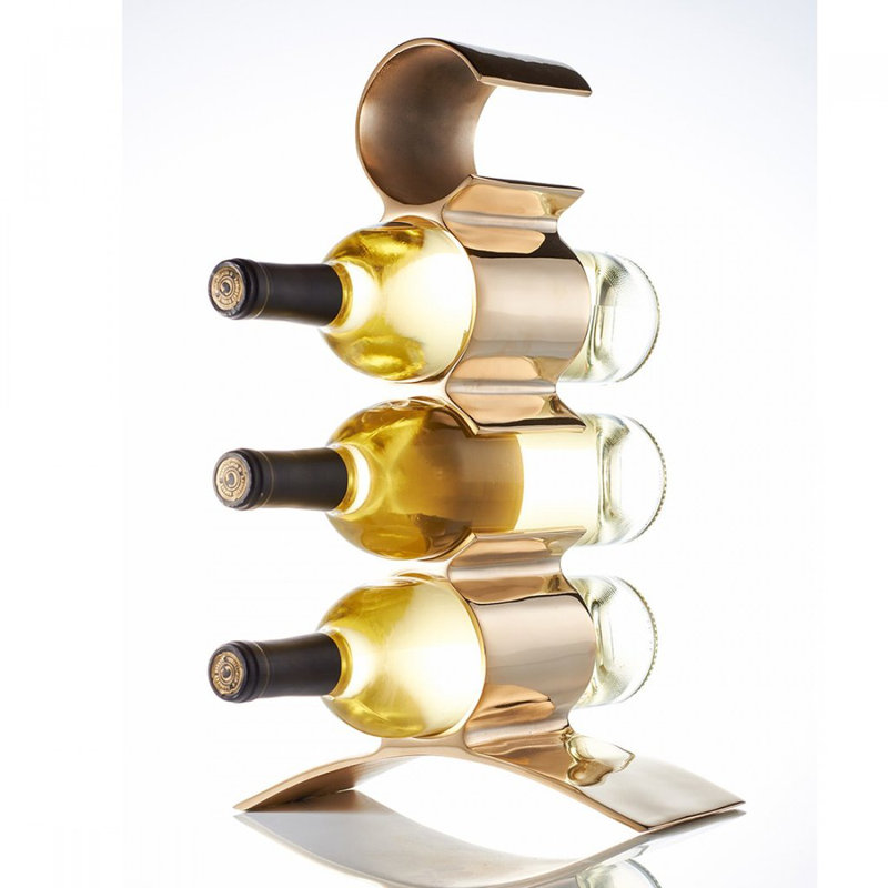 Munich 4 Bottle Tabletop Wine Bottle Rack, Gold
