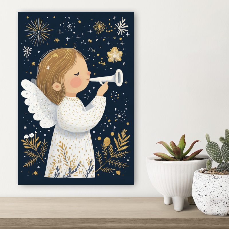 Celestial Trumpet Call Dreamy Peaceful Whimsical Nature Winter Wall Art Print 1 Piece Wrapped Canvas Wall Art