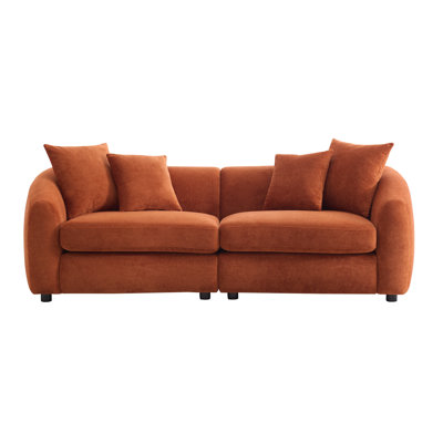 Curved 3 Seater Modern Upholstered Velvet Sofa
