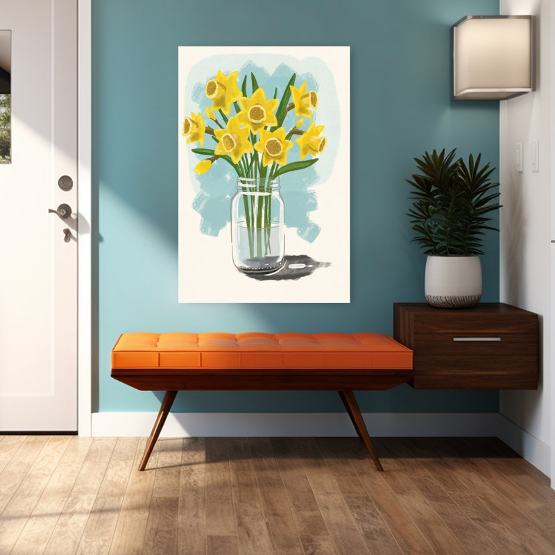 Impression sur toile jaune jonquilles jaunes en jonquille, H 48 po x l 32 po