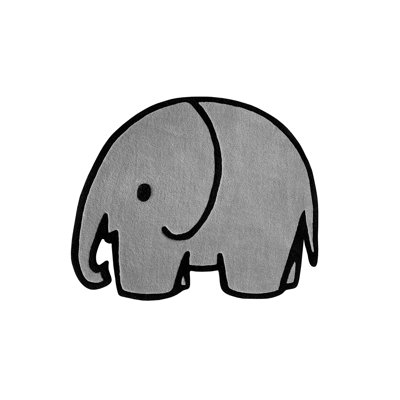Rug OLIFANT Elephant Grey / Black Print 3.3 X 2.7 Ft