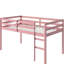 Lit mezzanine simple rose avec, en bois d'hévéa massif, 13 lattes renforcées, hauteur basse pour la stabilité et lit à lattes en bois de style chambre à coucher, rangement design-400772115