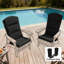 Coussin de chaise d'extérieur avec attaches de dossier Adirondack, noir