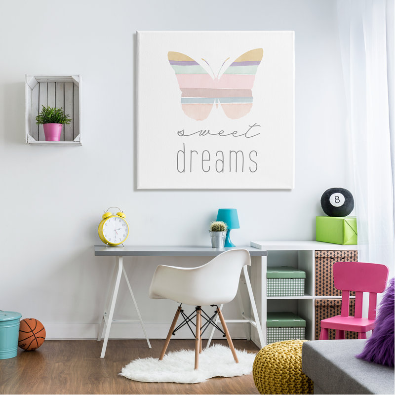 «Sweet Dreams Pastel Butterfly On Canvas» par Katrina Craven, reproduction, H 36 po x l 36 po x P 1,5 po