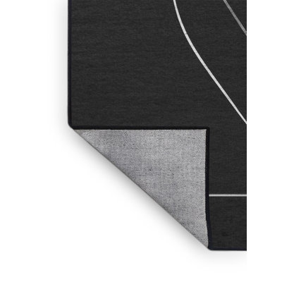 Machine Washable Hambrook Basketball Three Point Shot Minimalist Solid Color Rug in Gray – Black Binding