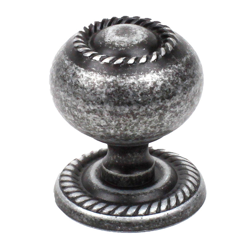 Poignée ronde 1 1/4" de diamètre Saturn, Argent vieilli