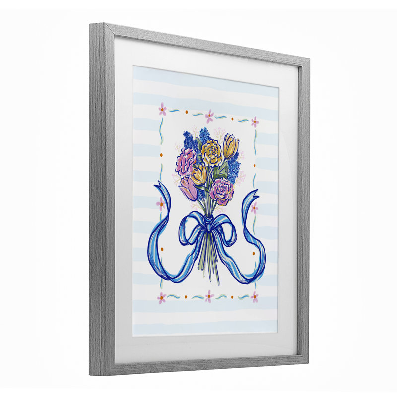 Impression printanière encadrée sous verre Spring Fresh Ribboned, par Connie Summers, H 16 po x l 13 po, Cadre de ferme gris