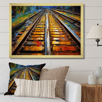 " Orange Train Rails Track "