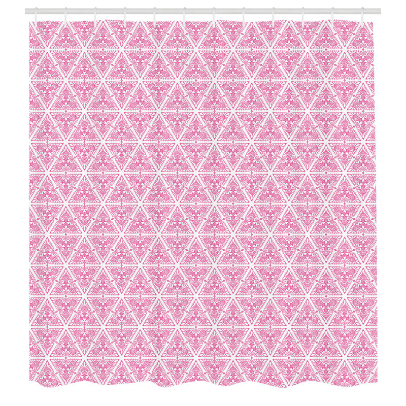 Ensemble de rideau de douche + crochets, H 69 po x l 75 po, Rose vif
