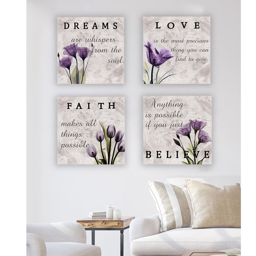 " Purple Tulip Bathroom Decor " 4 - Pieces Red Barrel Studio®