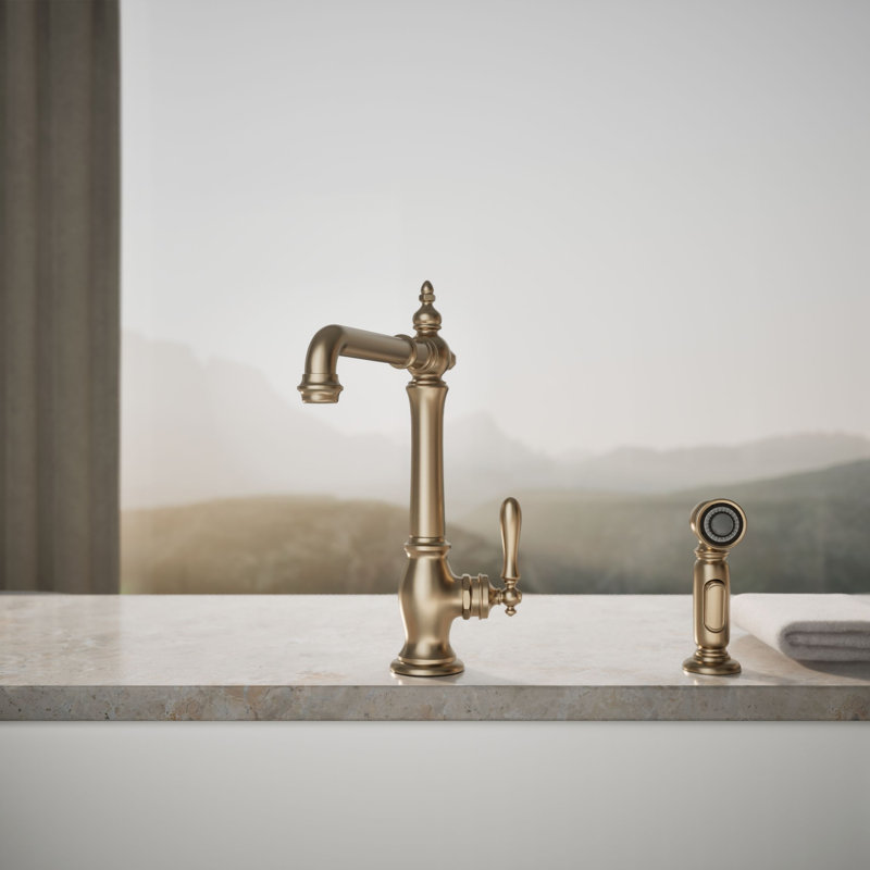 Artifacts Single Handle Kitchen Sink Faucet with Accessories, Vibrant Brushed Bronze