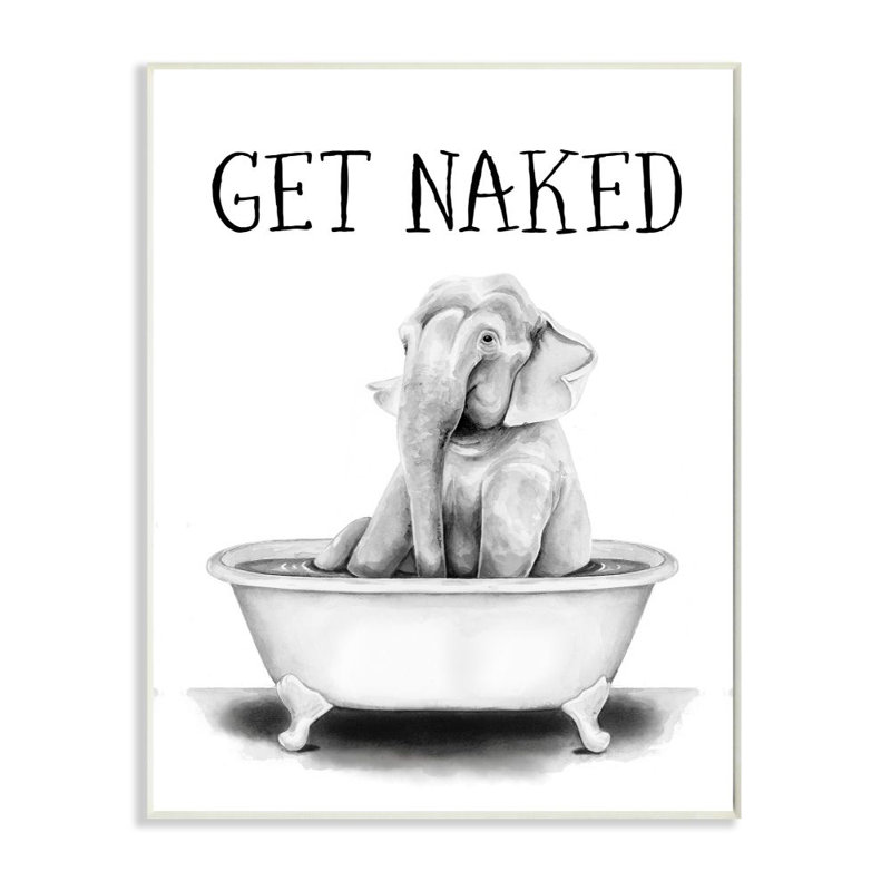 «Elephant Bathroom» par Rachel Nieman - impression d'art graphique, H 19 po x l 13 po x P 0,5 po, Plaque murale