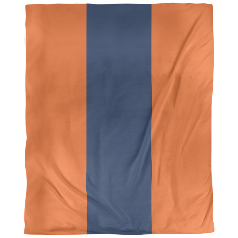 Modern & Contemporary Polyester Striped Duvet Cover, Microfiber, Twin XL Duvet Cover, Orange/Midnight Navy Blue/Orange
