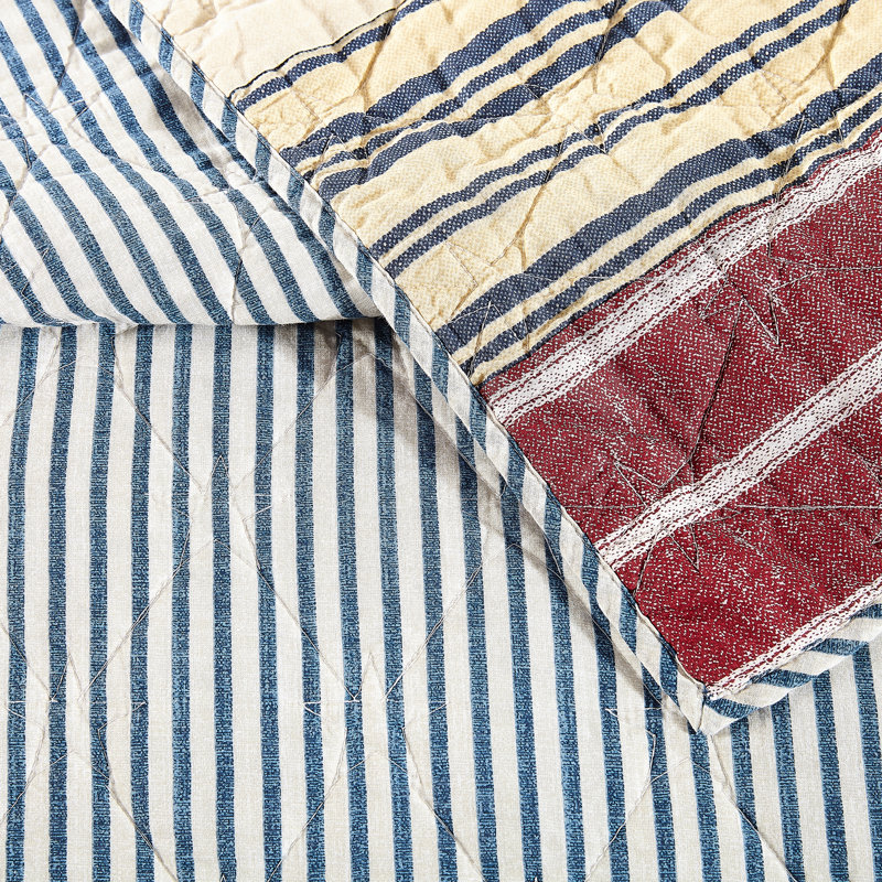 Ensemble de courtepointe 100% coton Americana, Courtepointe pour lit simple / simple TG + 1 taie 