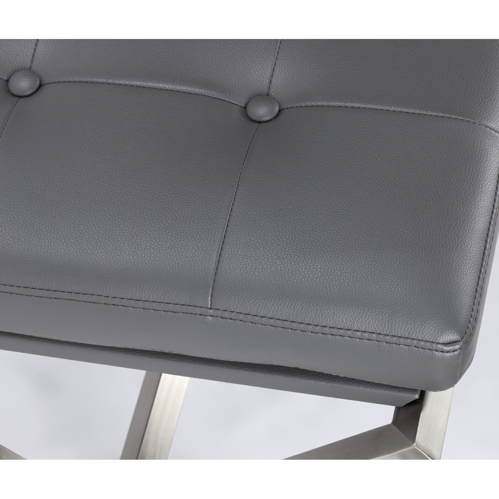 Canton 56" Entryway Bench, Gray/Brushed Stainless Steel Base