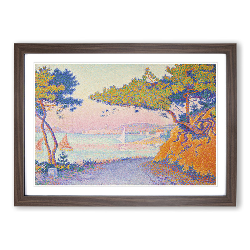 Golfe Juan by Paul Signac - Picture Frame Painting, 48cm H x 65cm W x 2cm D, Walnut Framed